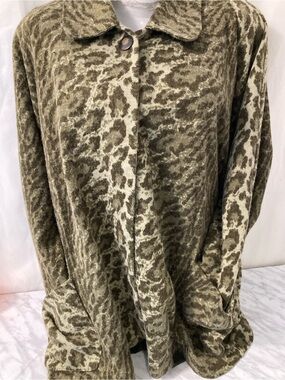 LACE Vintage Animal Print Oversized Cardigan Jacket Green Size M